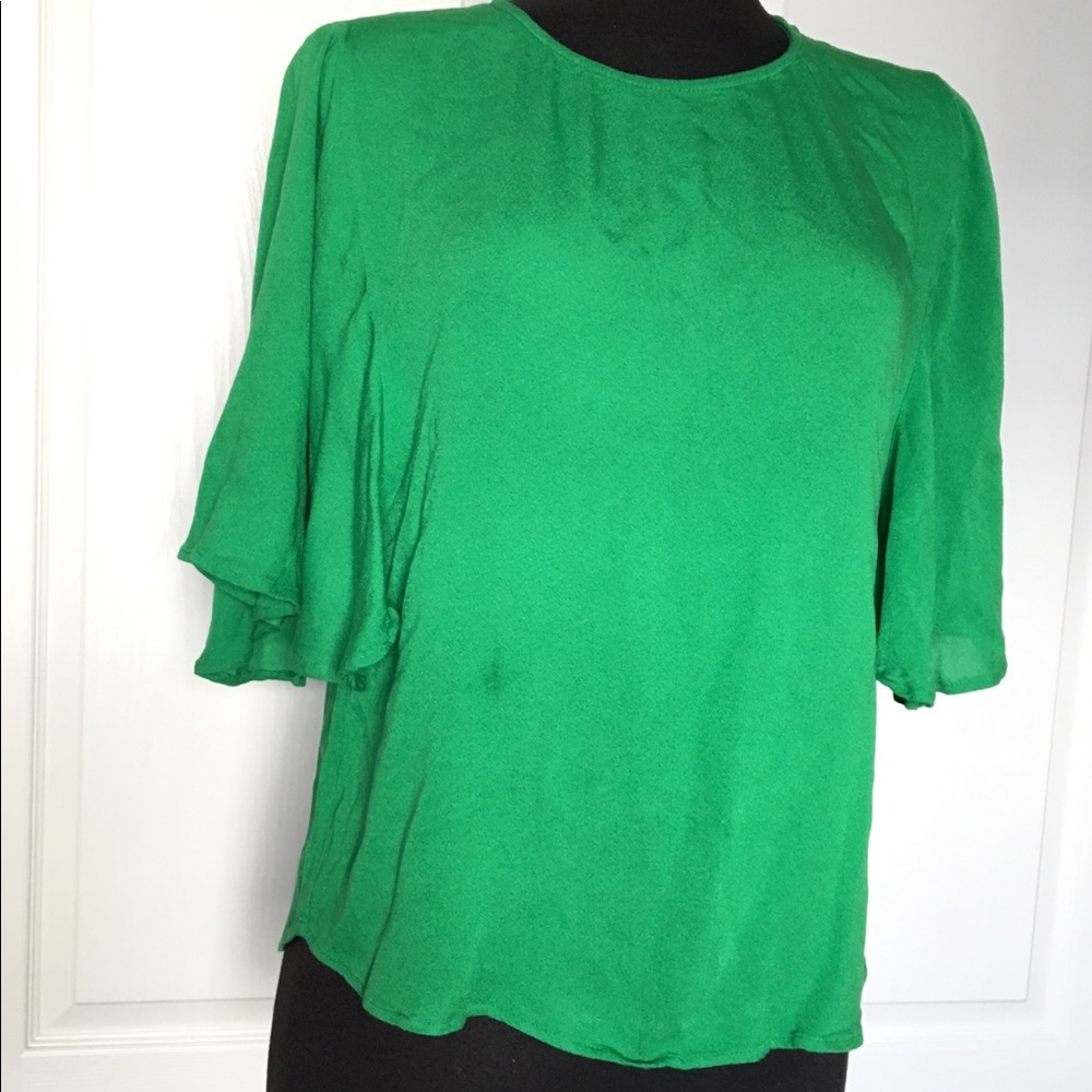 Ella Moss Green Bell Short Sleeve Blouse Size S
